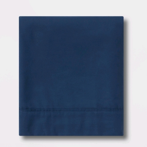 Threshold Full 300 Thread Count Ultra Soft Flat Sheet Dark Blue - Picture 1 of 8